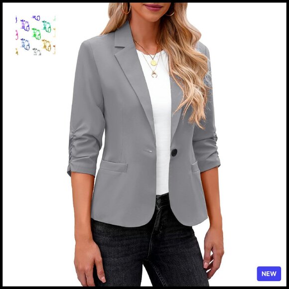 3/4 Sleeve Blazer Business Casual Chic Lightweight Classic Work Wear